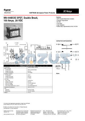 NN-449B datasheet - SPDT Double Break Main Contacts