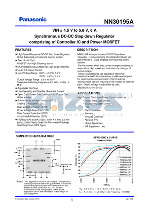 NN30195A datasheet - Synchronous DC-DC Step down Regulator comprising of Controller IC and Power MOSFET