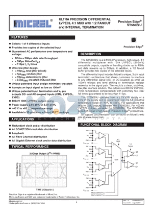 SY58029U datasheet - ULTRA PRECISION DIFFERENTIAL LVPECL 4:1 MUX with 1:2 FANOUT