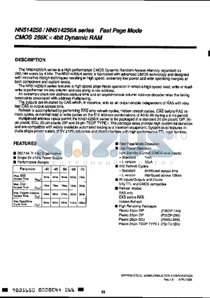 NN514256AJ-50 datasheet - CMOS 256K x 4bit Dynamic RAM