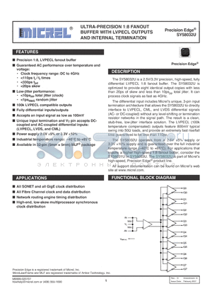 SY58032U datasheet - ULTRA-PRECISION 1:8 FANOUT vBUFFER WITH LVPECL OUTPUTS AND INTERNAL TERMINATION