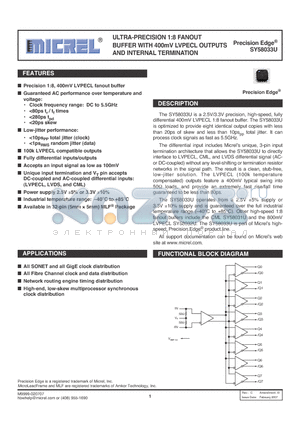 SY58033UMG datasheet - ULTRA-PRECISION 1:8 FANOUT BUFFER WITH 400mV LVPECL OUTPUTS AND INTERNAL TERMINATION