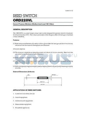 ORD228VL datasheet - General Purpose Miniature (Medium-level Load 100 V Max.)
