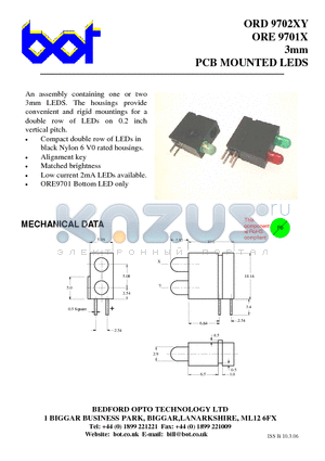 ORD9702XY datasheet - 3mm PCB MOUNTED LEDS