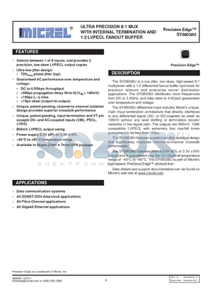 SY58038U datasheet - ULTRA PRECISION 8:1 MUX WITH INTERNAL TERMINATION