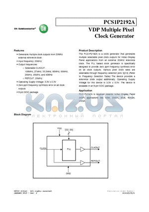 PCS1P2192AG-08SR datasheet - VDP Multiple Pixel Clock Generator