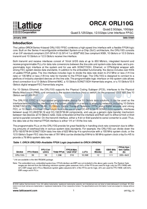 ORLI10G datasheet - Quad 2.5Gbps, 10Gbps Quad 3.125Gbps, 12.5Gbps Line Interface FPSC