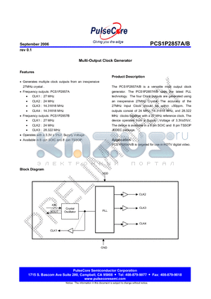 PCS1P2857A datasheet - Multi-Output Clock Generator