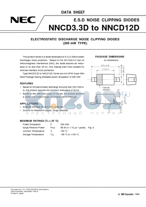 NNCD10D datasheet - ELECTROSTATIC DISCHARGE NOISE CLIPPING DIODES 200 mW TYPE