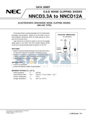 NNCD11A datasheet - ELECTROSTATIC DISCHARGE NOISE CLIPPING DIODES 400 mW TYPE