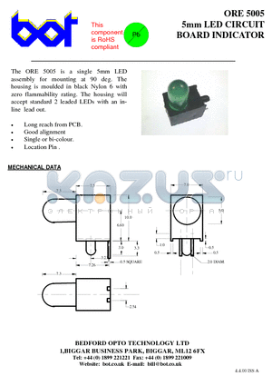 ORE5005 datasheet - 5mm LED CIRCUIT BOARD INDICATOR