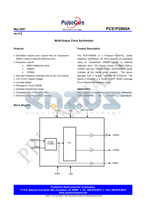 PCS1P2860A datasheet - Multi-Output Clock Synthesizer