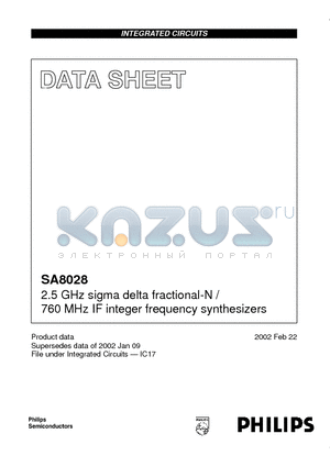 SA8028 datasheet - 2.5 GHz sigma delta fractional-N / 760 MHz IF integer frequency synthesizers