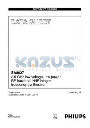 SA8027DH datasheet - 2.5 GHz low voltage, low power RF fractional-N/IF integer frequency synthesizer