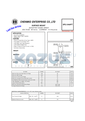 SPL1540PT datasheet - SCHOTTKY DIODE ARRAY