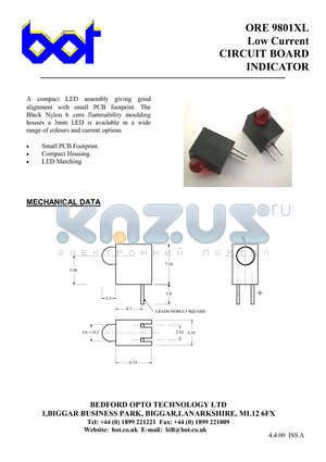 ORE9801YL datasheet - Low Current CIRCUIT BOARD INDICATOR