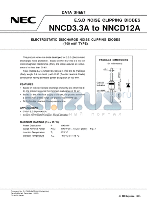 NNCD4.3A datasheet - ELECTROSTATIC DISCHARGE NOISE CLIPPING DIODES 400 mW TYPE