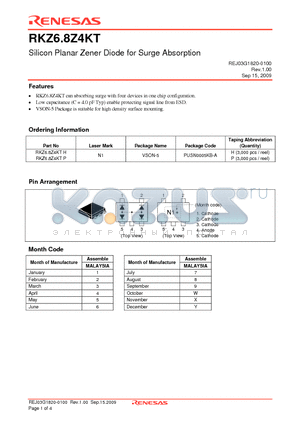 RKZ6.8Z4KT datasheet - Silicon Planar Zener Diode for Surge Absorption