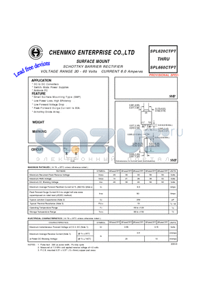 SPL620CTPT datasheet - SCHOTTKY BARRIER RECTIFIER