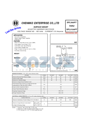 SPL580PT datasheet - SCHOTTKY BARRIER RECTIFIER