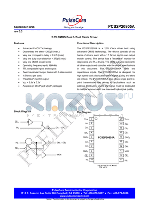 PCS2I20805AG-20-DT datasheet - 2.5V CMOS Dual 1-To-5 Clock Driver