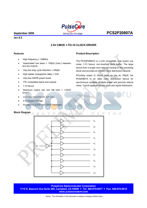 PCS2I20807AG-20-AR datasheet - 2.5V CMOS 1-TO-10 CLOCK DRIVER