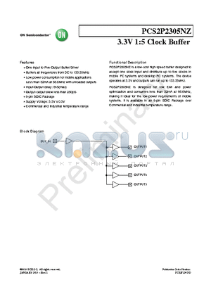PCS2I2305NZF-08-SR datasheet - 3.3V 1:5 Clock Buffer