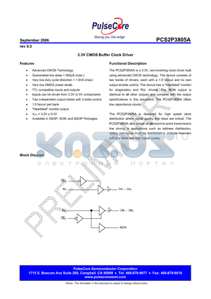 PCS2I3805AG-20-AR datasheet - 3.3V CMOS Buffer Clock Driver