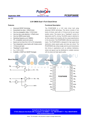 PCS2I3805EG-20-DT datasheet - 3.3V CMOS Dual 1-To-5 Clock Driver