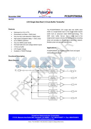 PCS2I5T9050AF-28TT datasheet - 2.5V Single Data Rate1:5 Clock Buffer Terabuffer