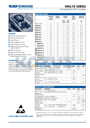 NNL10-12 datasheet - Non-Isolated DC/DC Converters