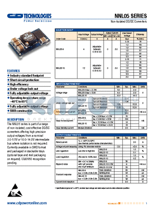 NNL05-9 datasheet - NON-ISOLATED DC DC CONVERTERS