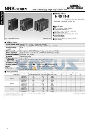 NNS15 datasheet - Linear power supply single output 15W ~ 50W