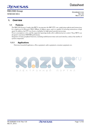 R5F21332DNFP datasheet - RENESAS MCU