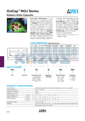 NOJC157M001 datasheet - Niobium Oxide Capacitor