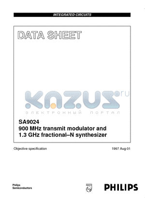 SA9024 datasheet - 900 MHz transmit modulator and 1.3 GHz fractional-N synthesizer