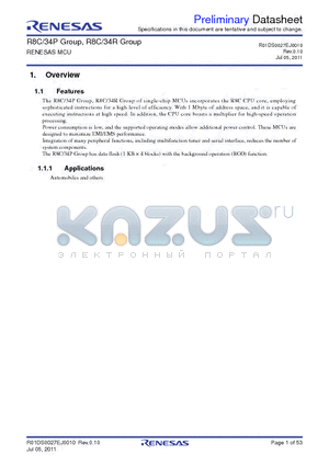 R5F21344PKFP datasheet - R8C/34P Group, R8C/34R Group RENESAS MCU