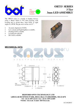 ORT33 datasheet - 3 Tier 3mm LED ASSEMBLY