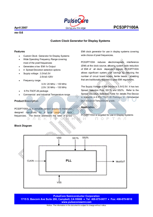 PCS3I7100AG-06JR datasheet - Custom Clock Generator for Display Systems