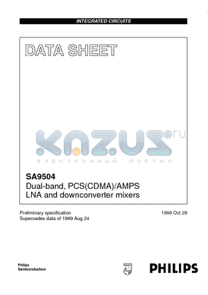 SA9504 datasheet - Dual-band, PCSCDMA/AMPS LNA and downconverter mixers