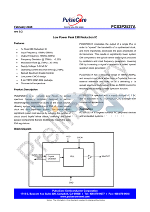 PCS3P2537AG-08-CR datasheet - Low Power Peak EMI Reduction IC