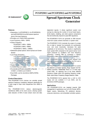 PCS3P25811 datasheet - Spread Spectrum Clock Generator