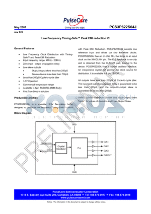 PCS3P622S04JG-08-TR datasheet - Low Frequency Timing-Safe Peak EMI reduction IC