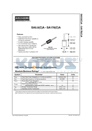 SA9V0 datasheet - 500 Watt Transient Voltage Suppressors