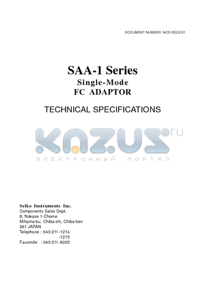 SAA-1 datasheet - Single-Mode FC ADAPTOR supplied