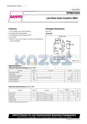 SPM0103 datasheet - Low-Noise GaAs Amplifier MMIC