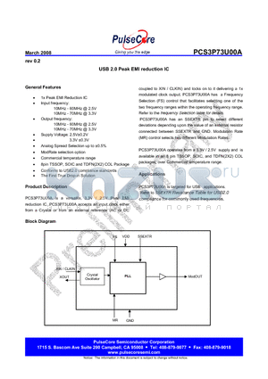 PCS3P73U00AG-08-SR datasheet - USB 2.0 Peak EMI reduction IC