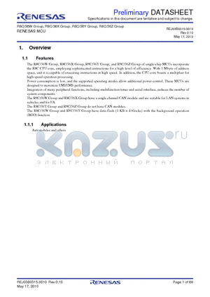 R5F21368WJFP datasheet - RENESAS MCU