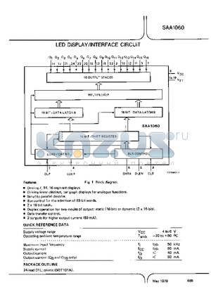 SAA1060 datasheet - LED DISPLAY/INTERFACE CIRCUIT