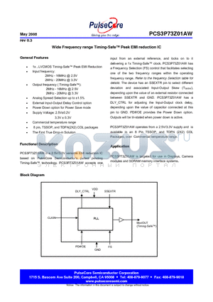 PCS3P73Z01AW datasheet - Wide Frequency range Timing-Safe Peak EMI reduction IC